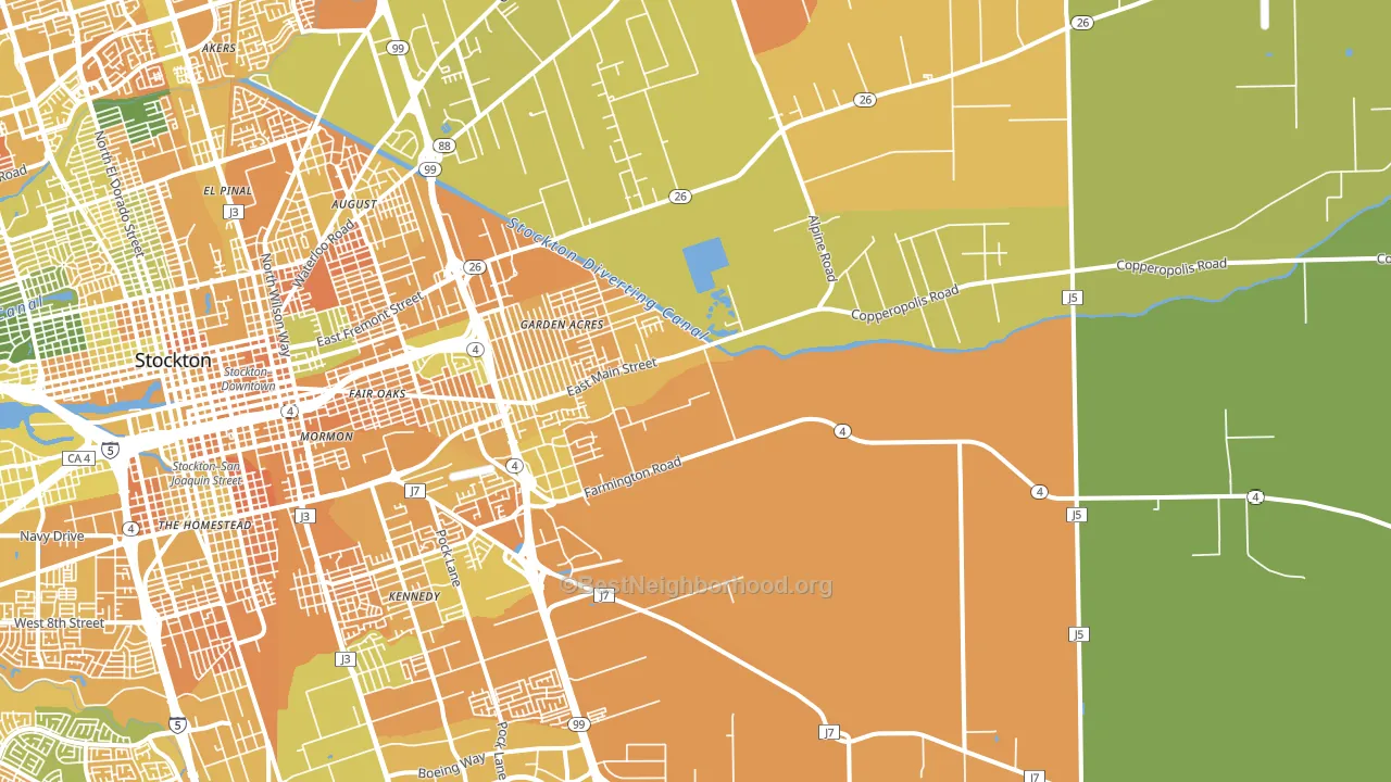 95215, CA block-group voter-turnout map