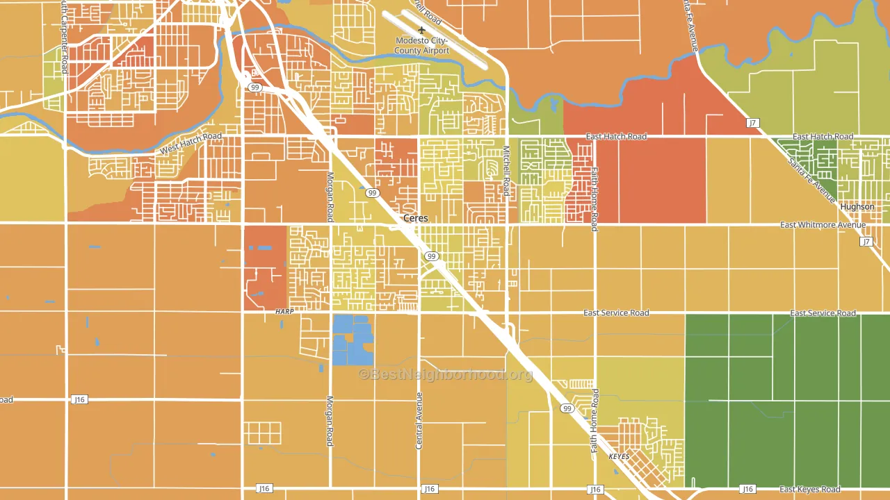 95307, CA block-group voter-turnout map
