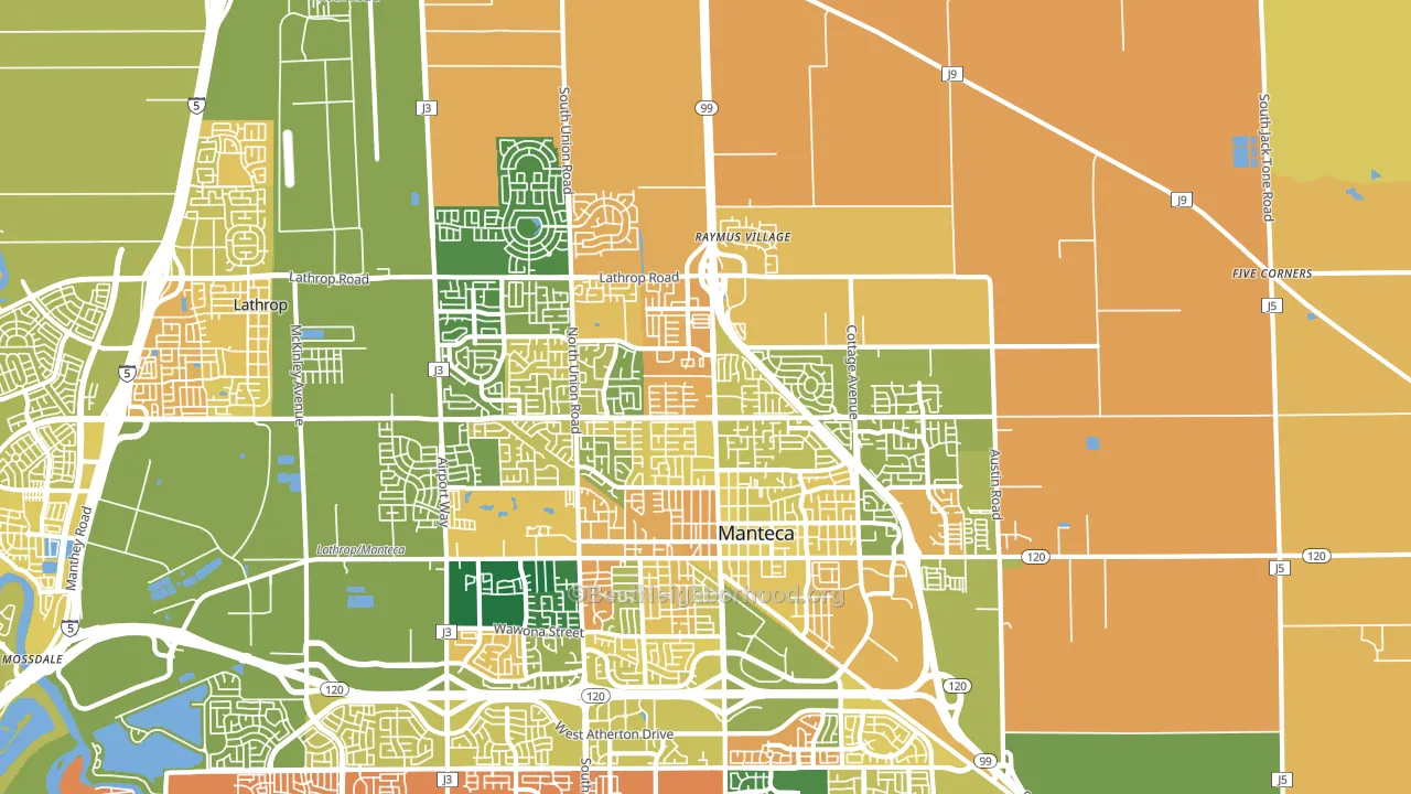 95336, CA block-group voter-turnout map