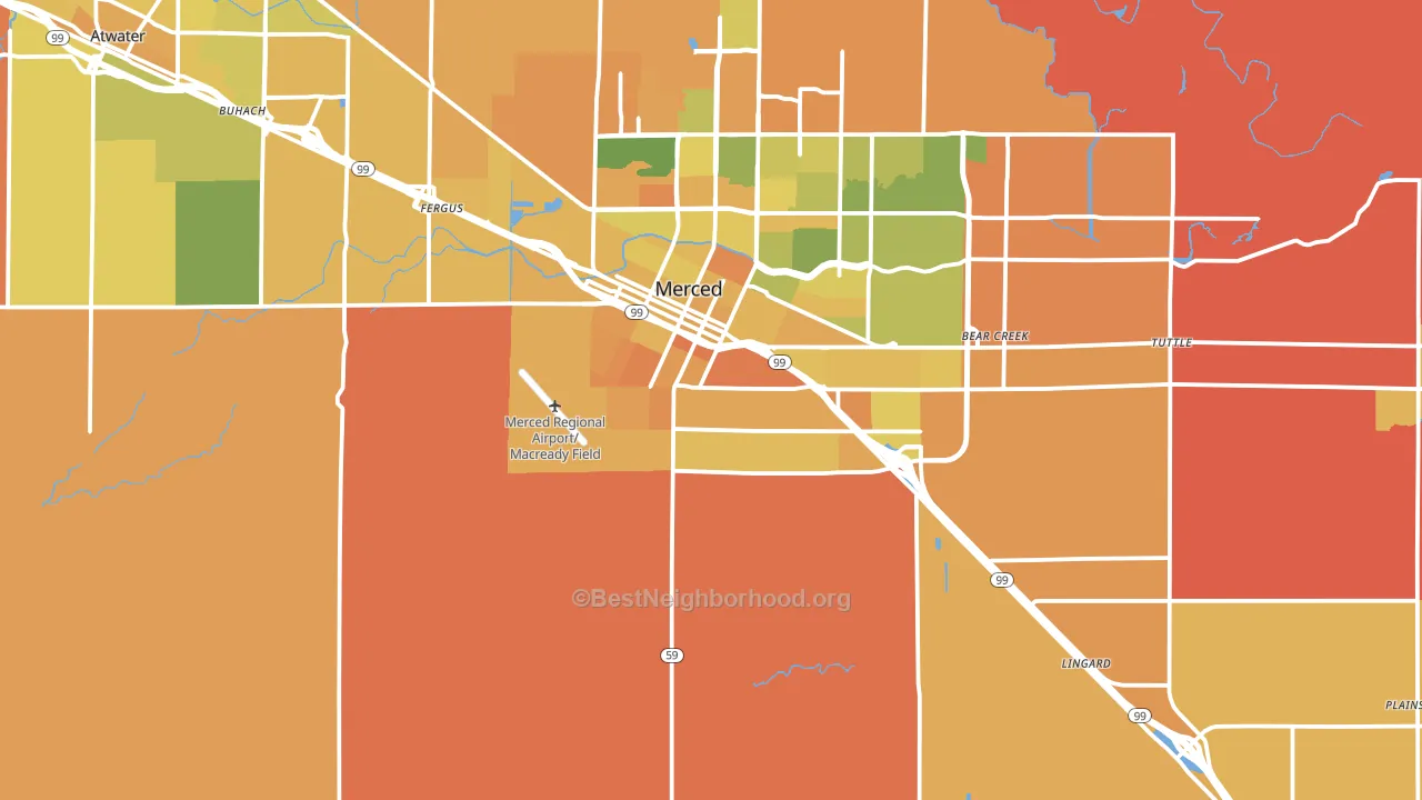 95341, CA block-group voter-turnout map