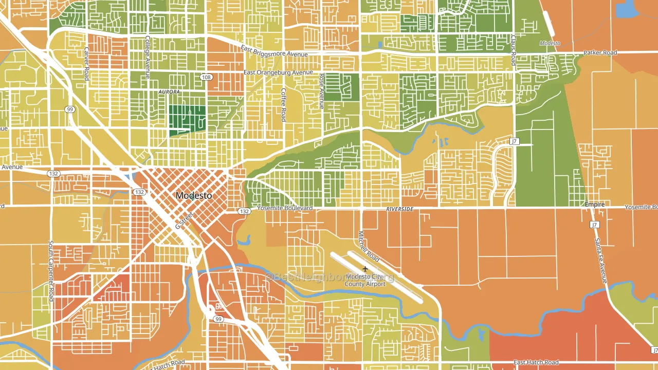 95354, CA block-group voter-turnout map
