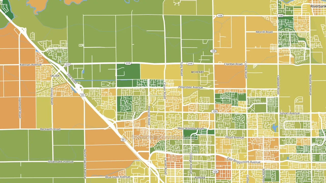95356, CA block-group voter-turnout map