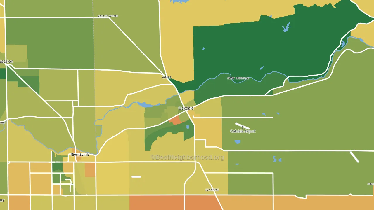 95361, CA block-group voter-turnout map