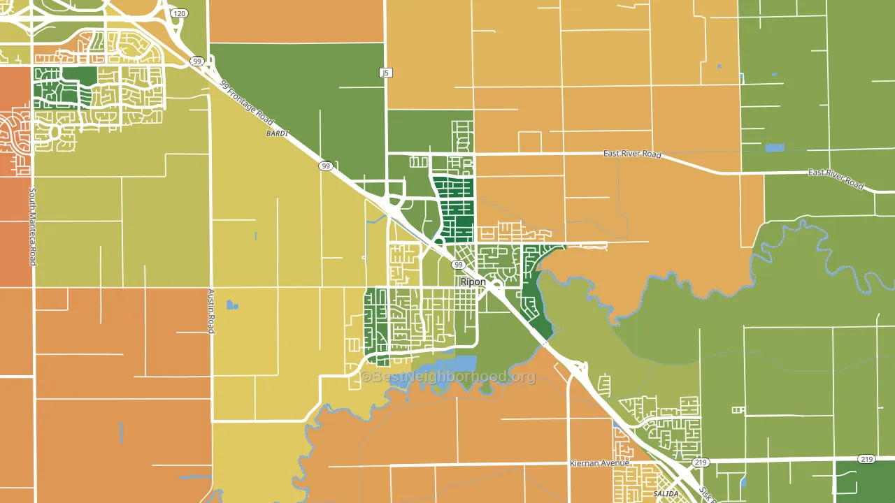 95366, CA block-group voter-turnout map