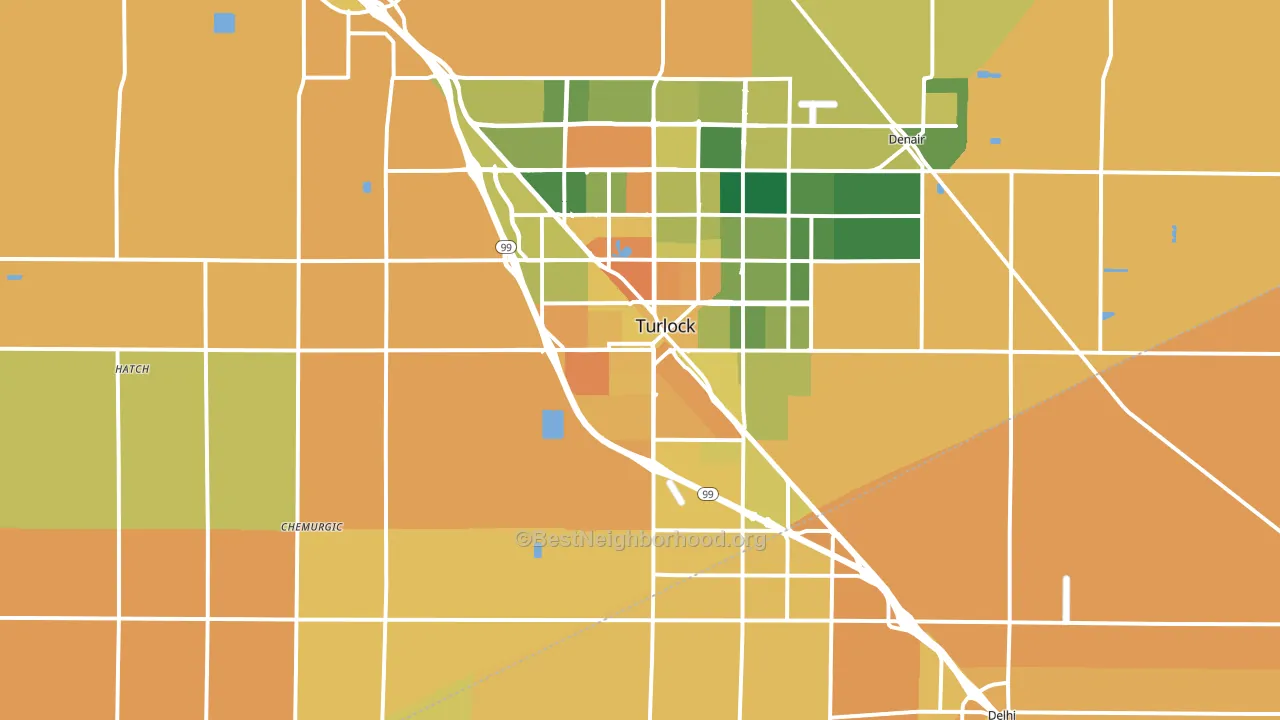 95380, CA block-group voter-turnout map