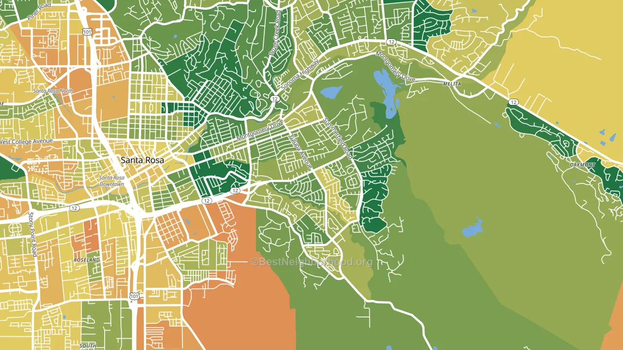 95405, CA block-group voter-turnout map