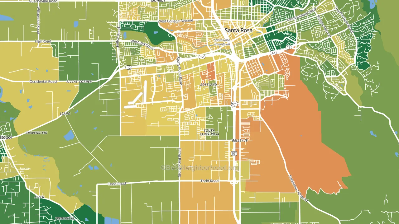95407, CA block-group voter-turnout map