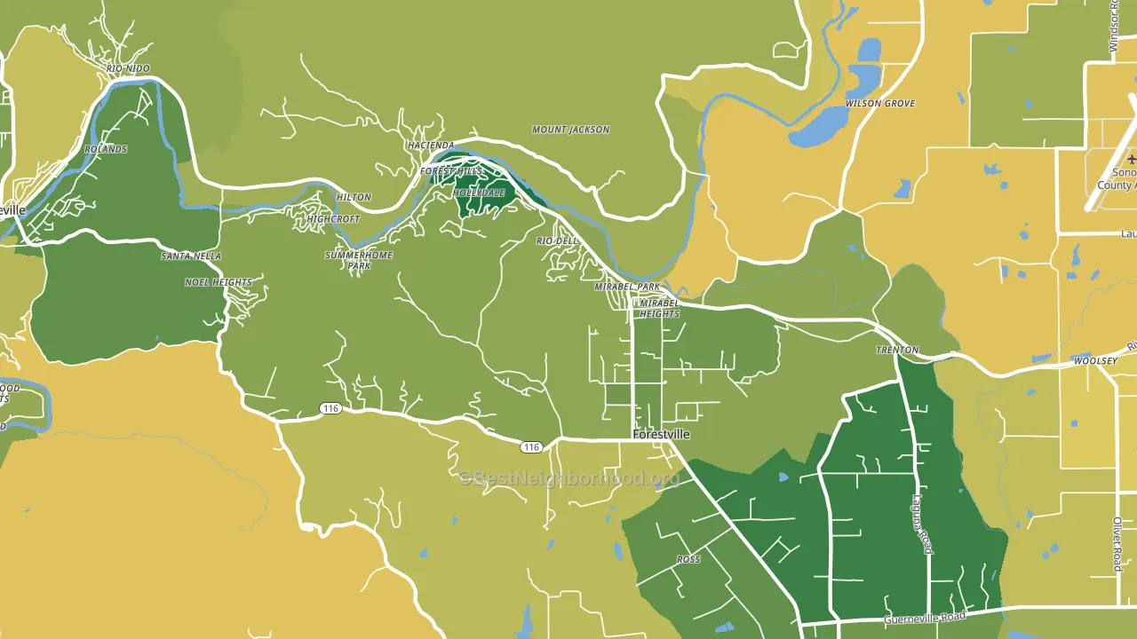 95436, CA block-group voter-turnout map