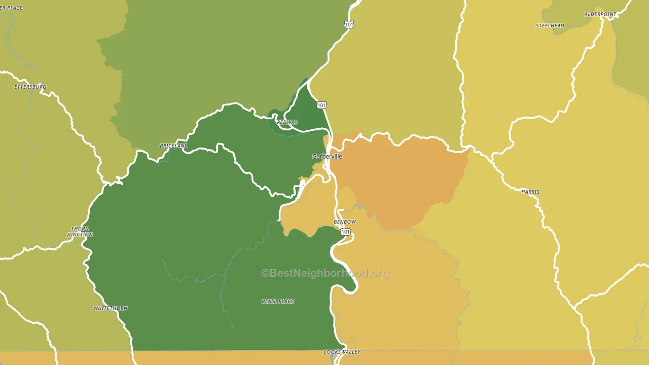 95542, CA block-group voter-turnout map