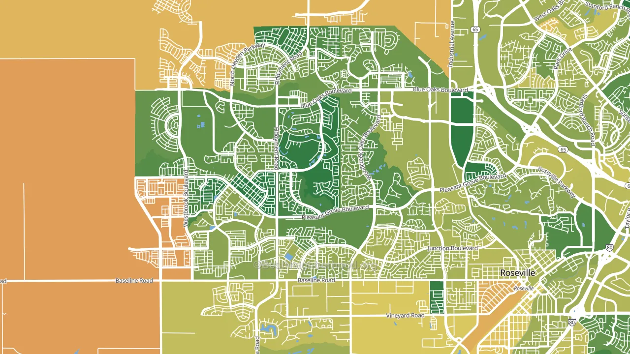 95747, CA block-group voter-turnout map
