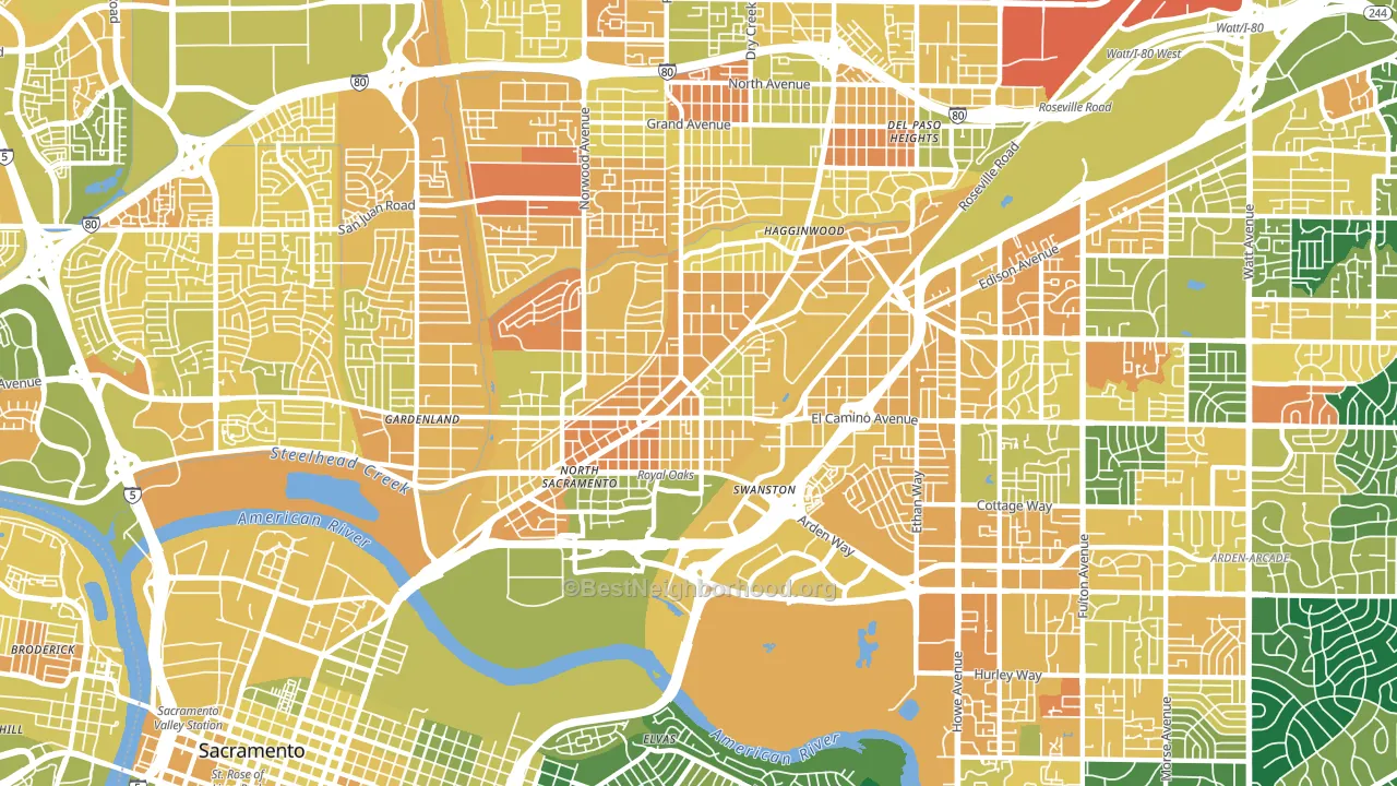 95815, CA block-group voter-turnout map