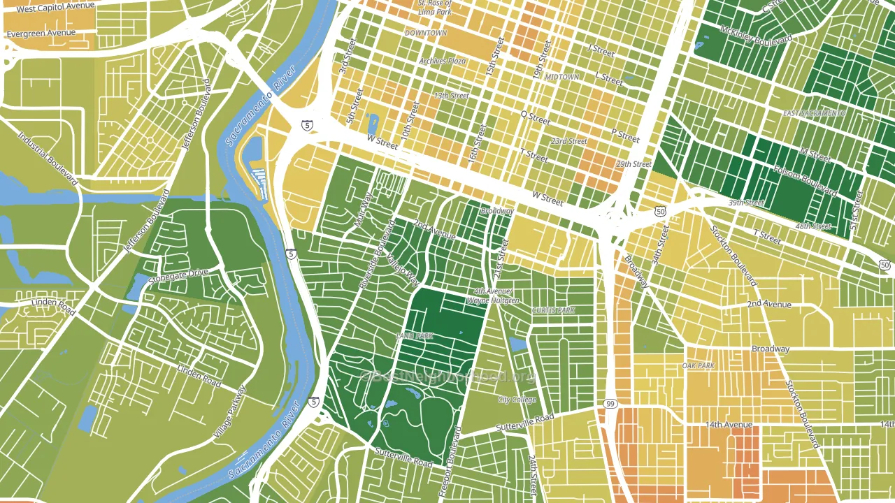 95818, CA block-group voter-turnout map