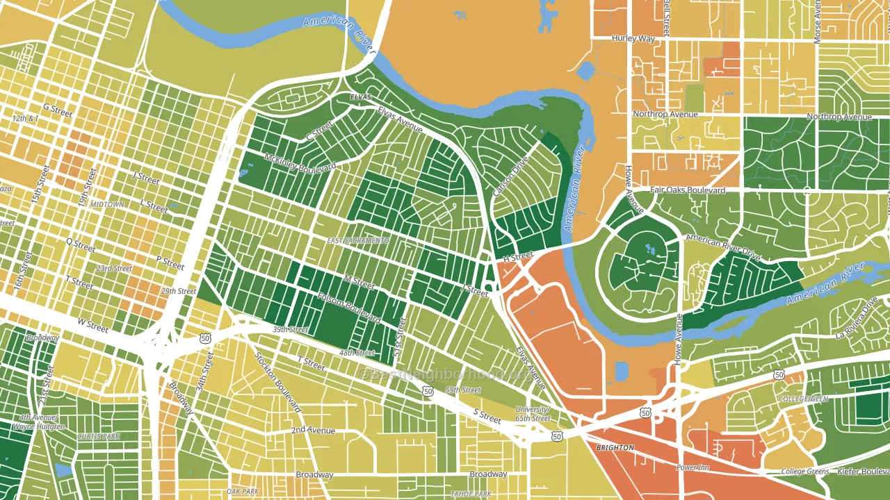 95819, CA block-group voter-turnout map
