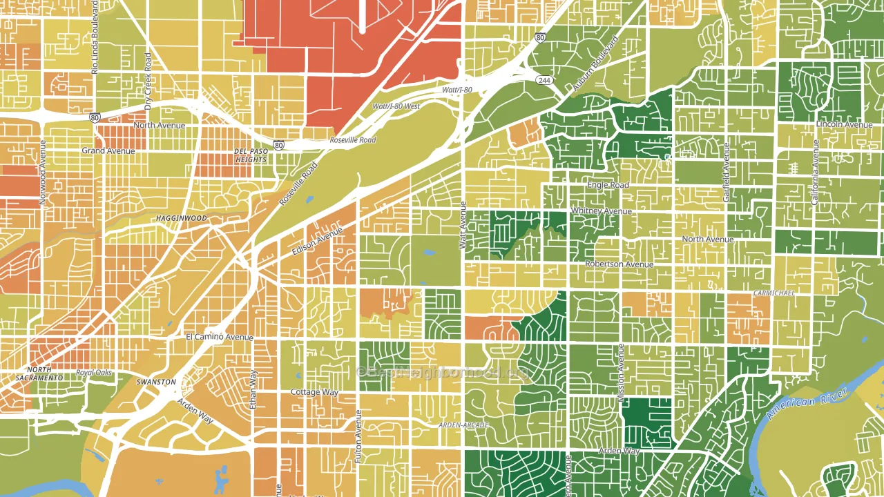 95821, CA block-group voter-turnout map
