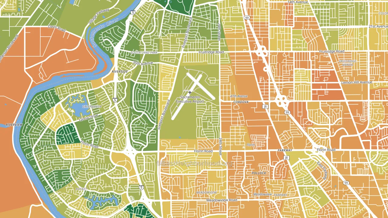 95822, CA block-group voter-turnout map