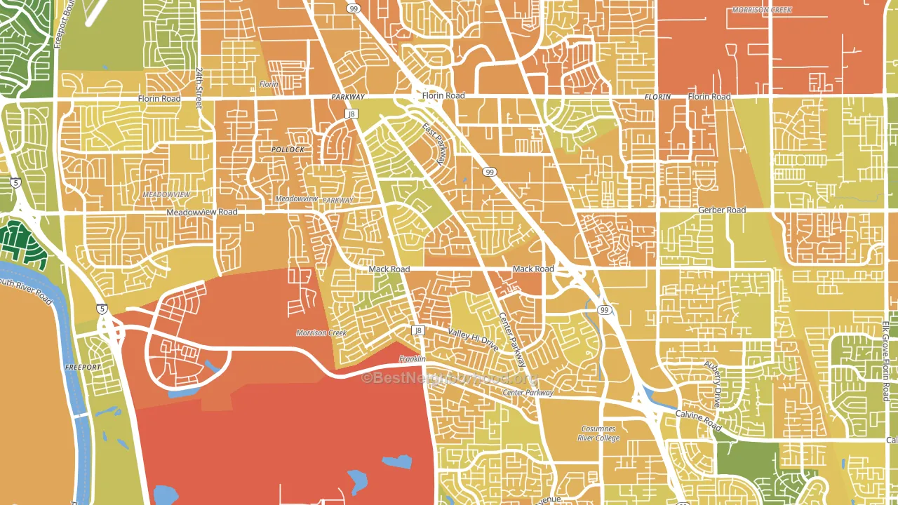 95823, CA block-group voter-turnout map