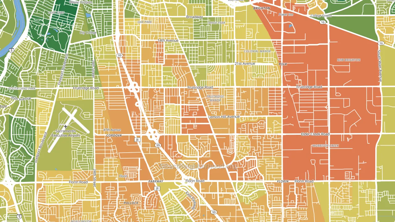 95824, CA block-group voter-turnout map