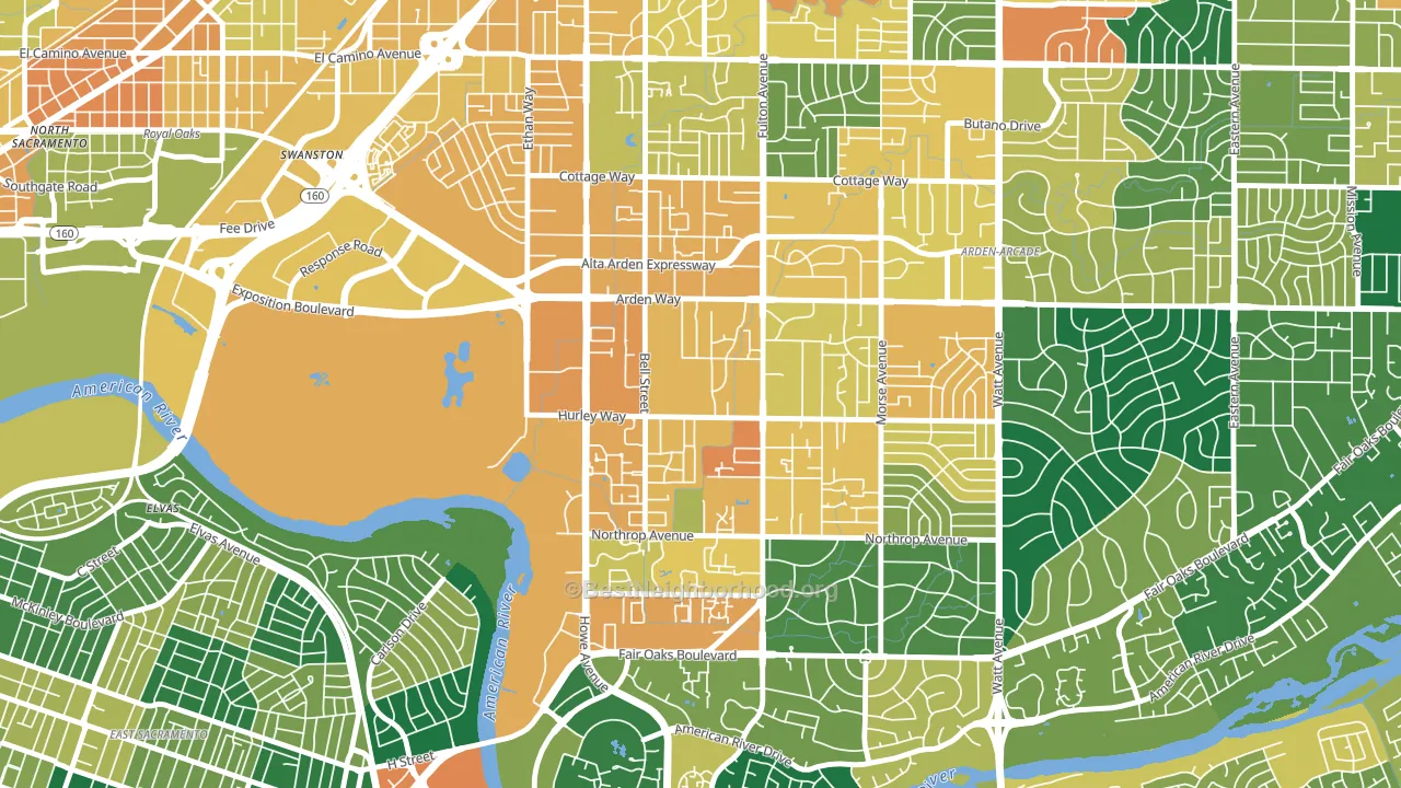 95825, CA block-group voter-turnout map