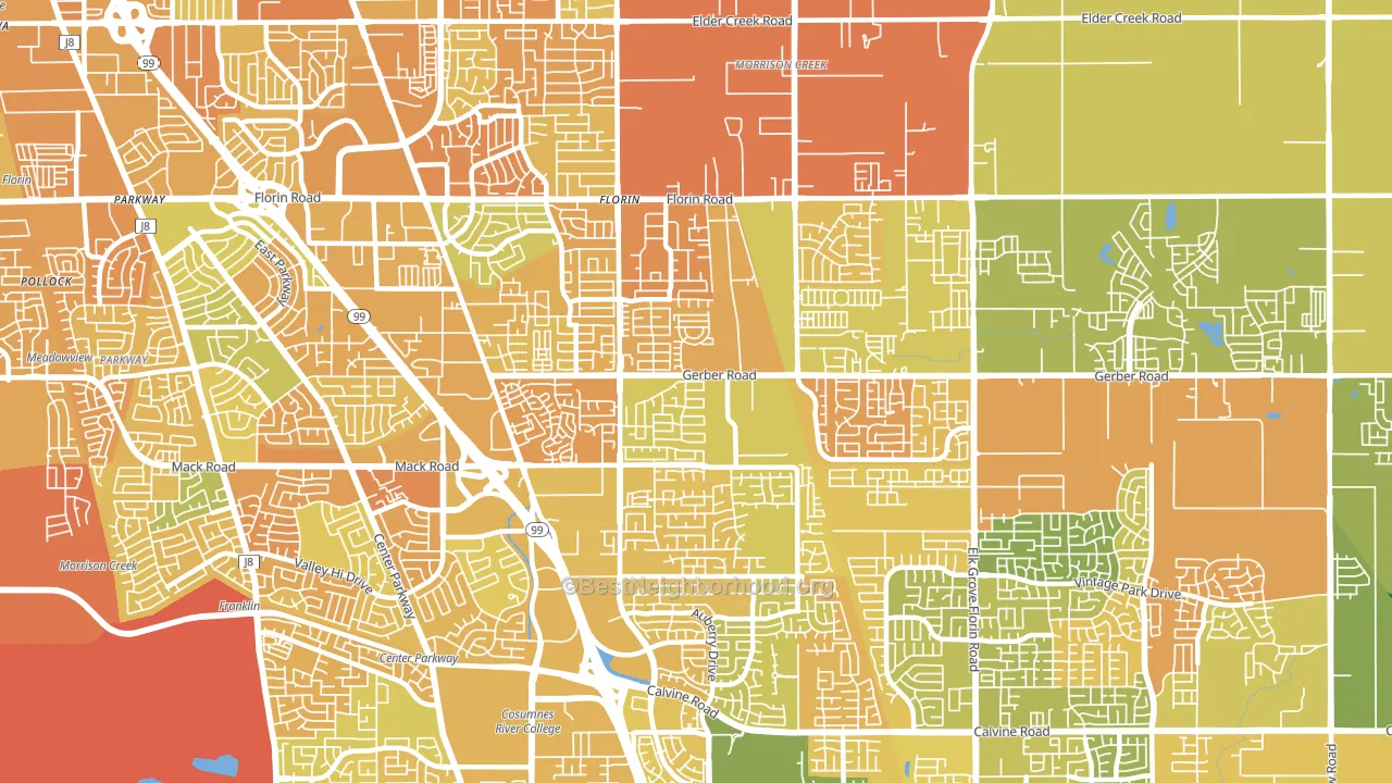 95828, CA block-group voter-turnout map