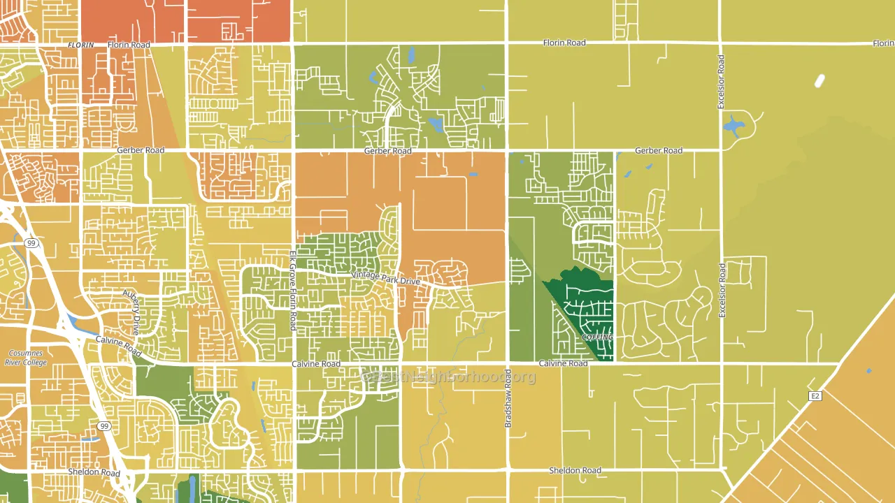 95829, CA block-group voter-turnout map