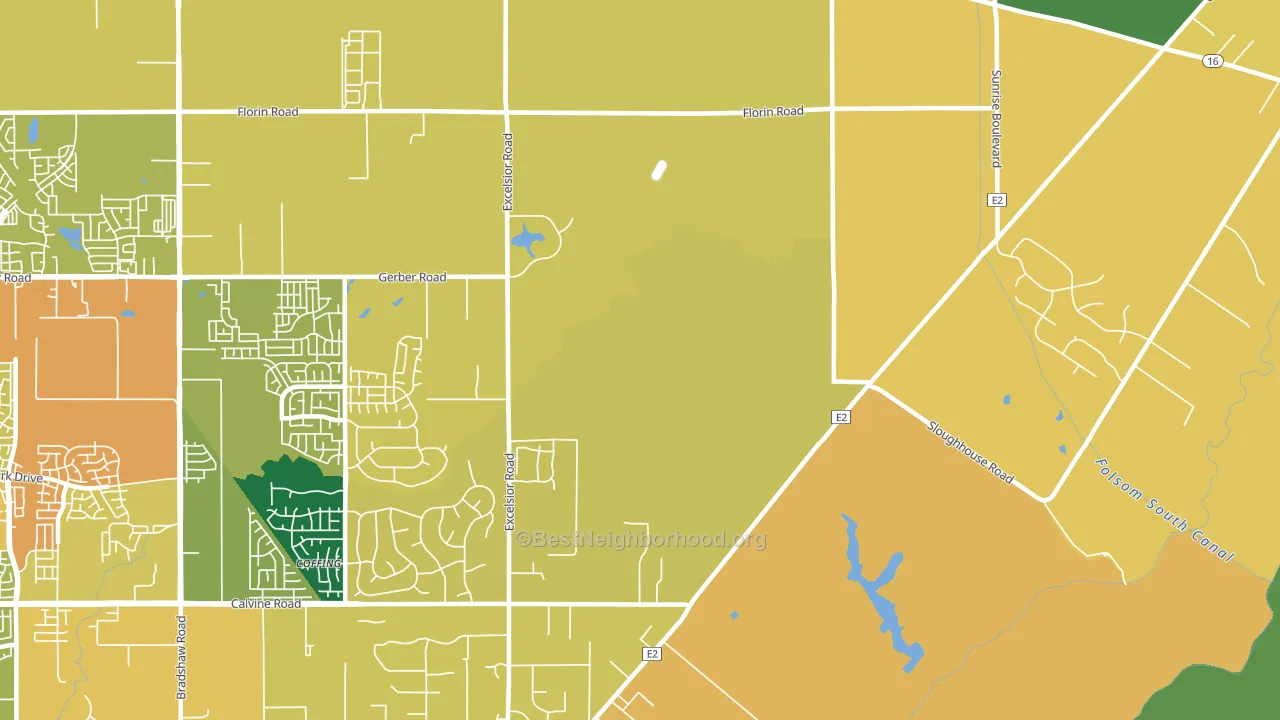 95830, CA block-group voter-turnout map