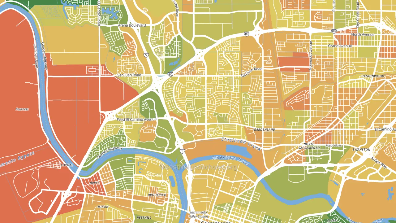 95833, CA block-group voter-turnout map