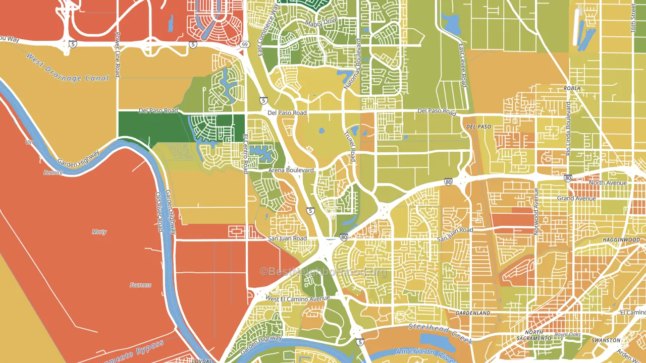 95834, CA block-group voter-turnout map