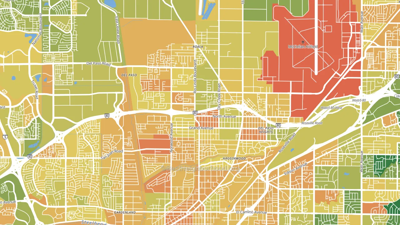 95838, CA block-group voter-turnout map