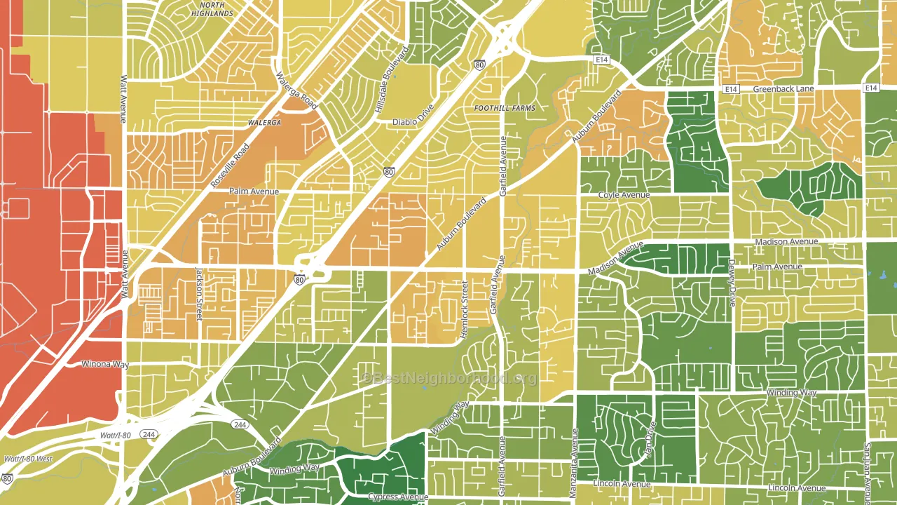 95841, CA block-group voter-turnout map