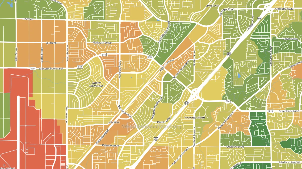 95842, CA block-group voter-turnout map