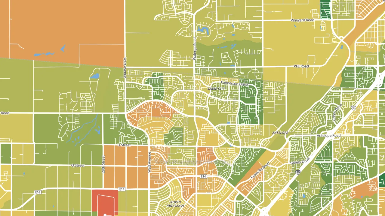 95843, CA block-group voter-turnout map