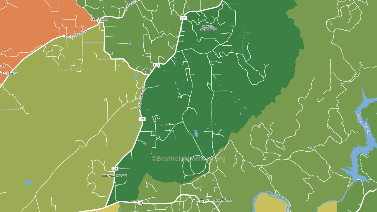 95918, CA block-group voter-turnout map