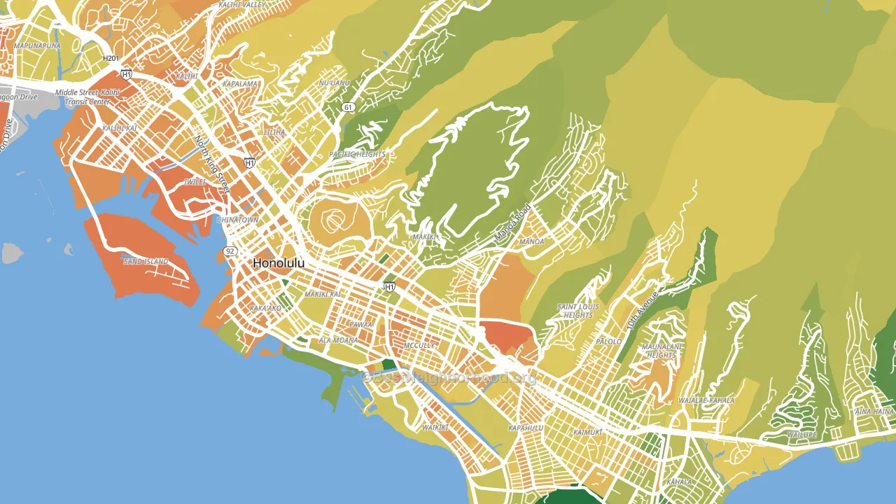 96822, HI block-group voter-turnout map