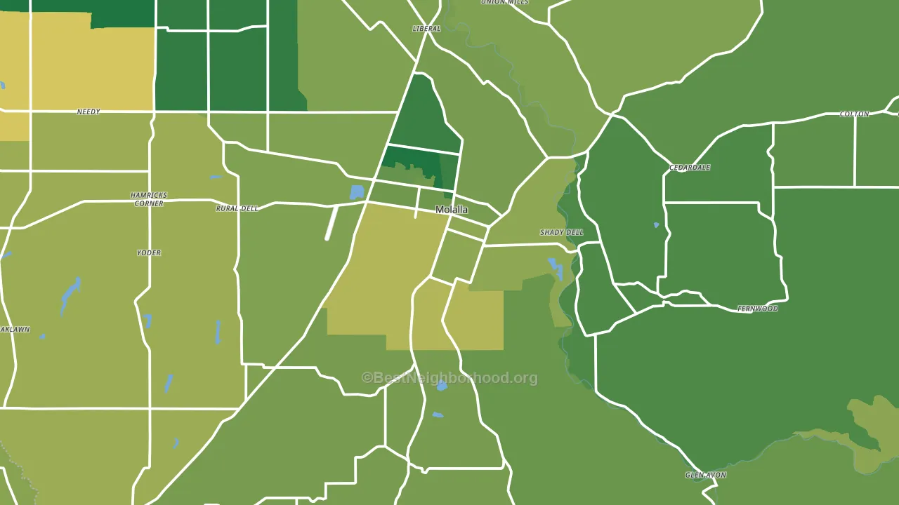 97038, OR block-group voter-turnout map