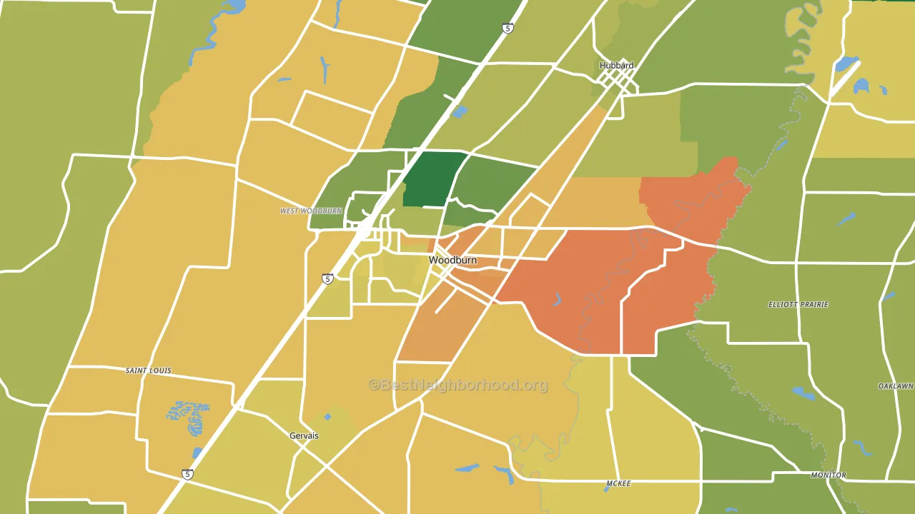 97071, OR block-group voter-turnout map