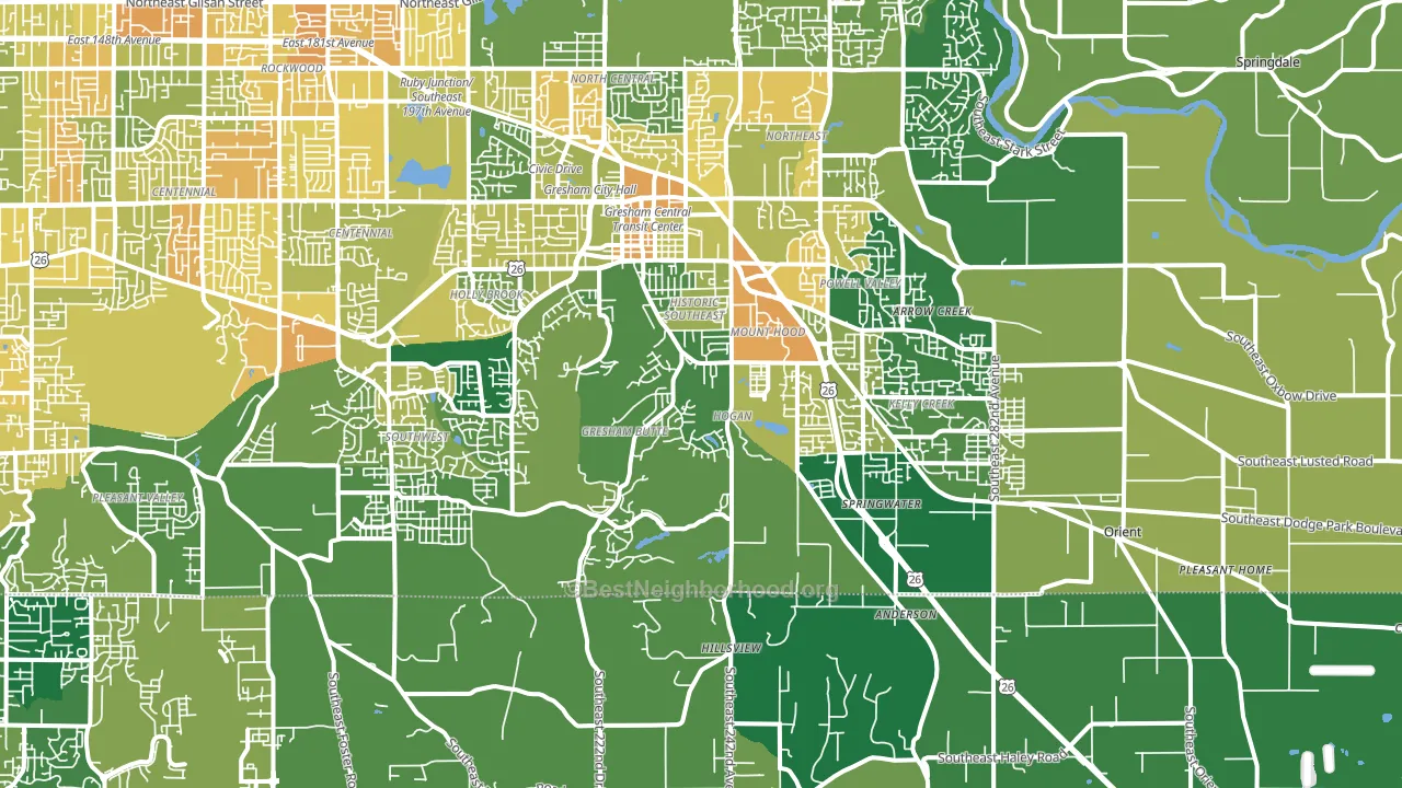 97080, OR block-group voter-turnout map
