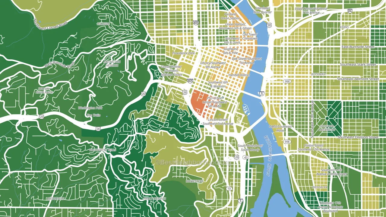 97201, OR block-group voter-turnout map