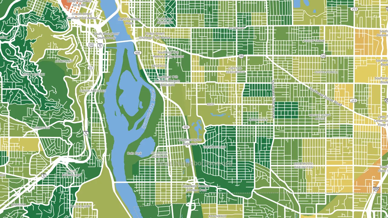 97202, OR block-group voter-turnout map