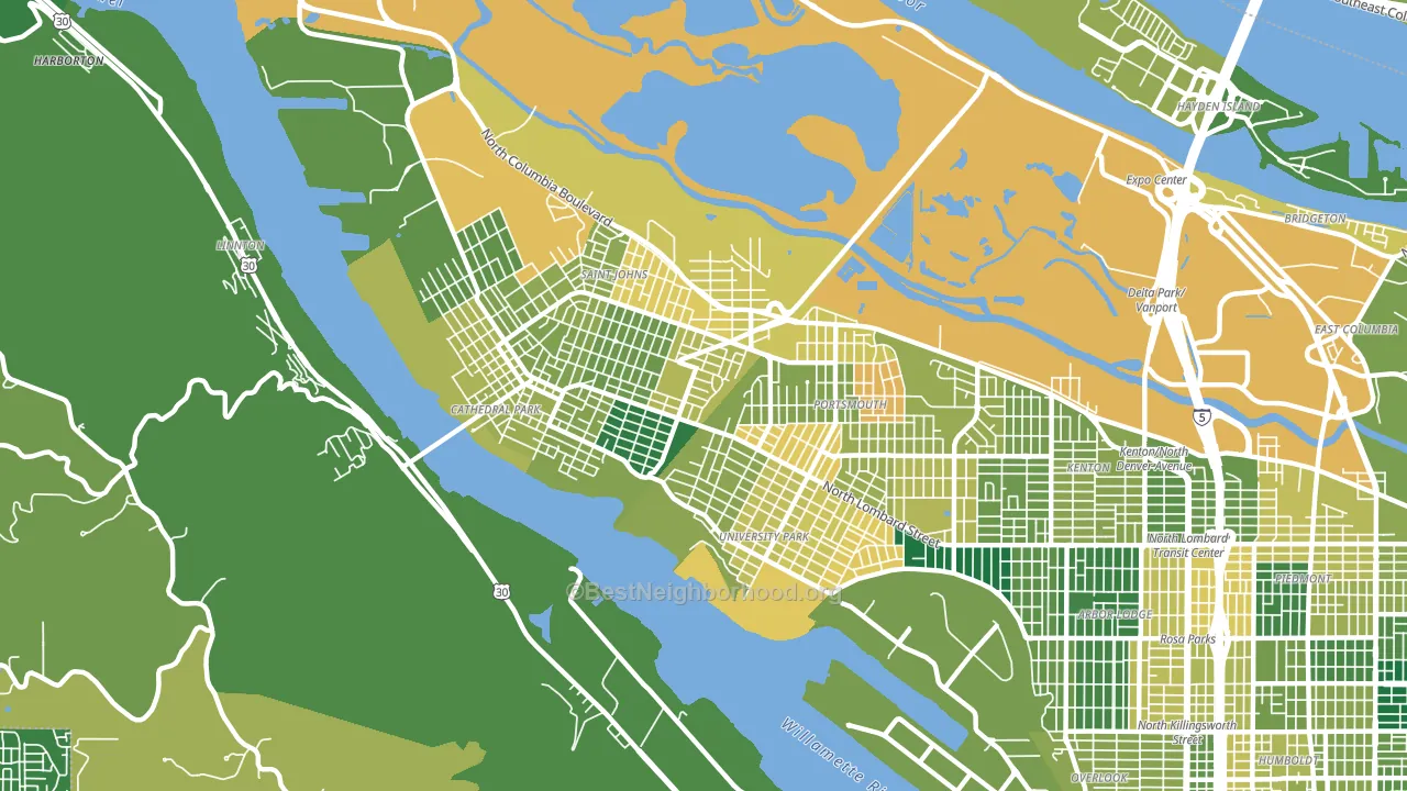 97203, OR block-group voter-turnout map