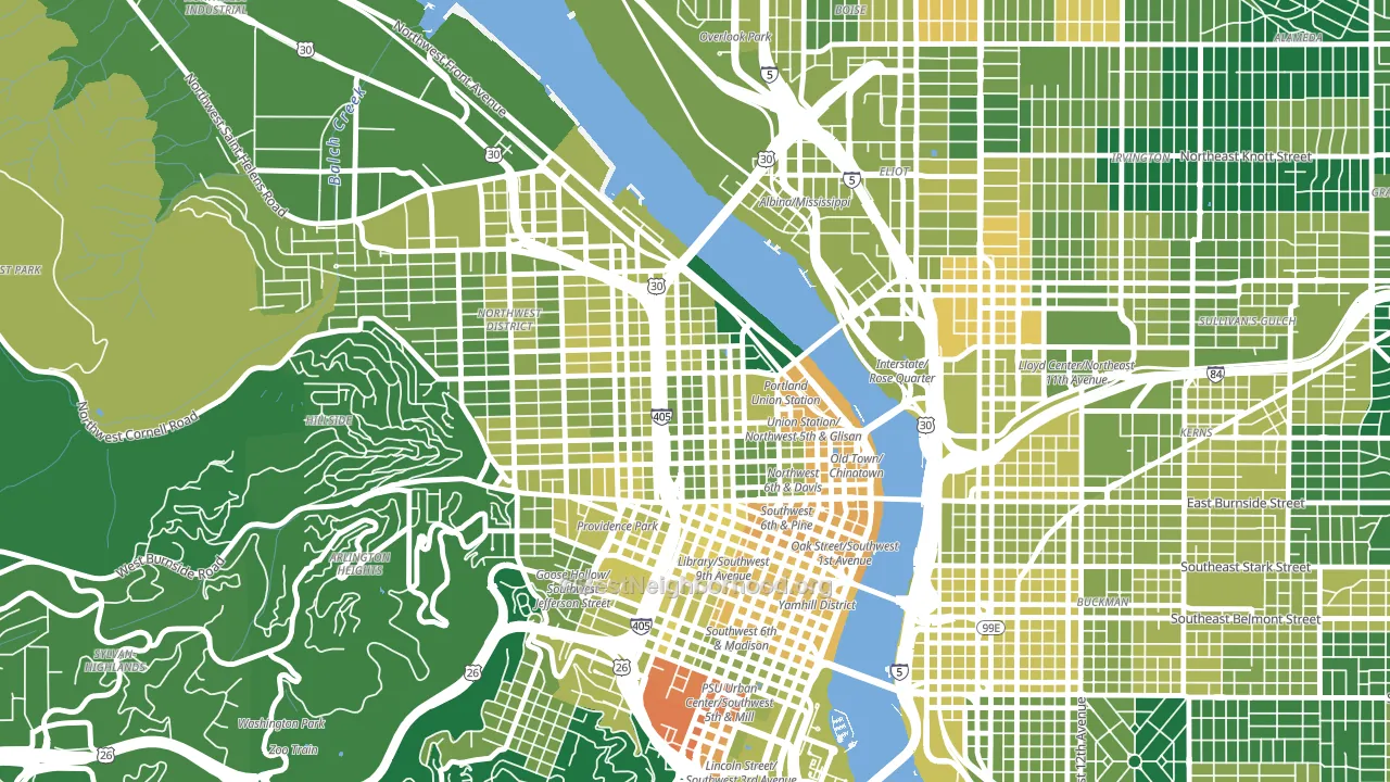 97209, OR block-group voter-turnout map