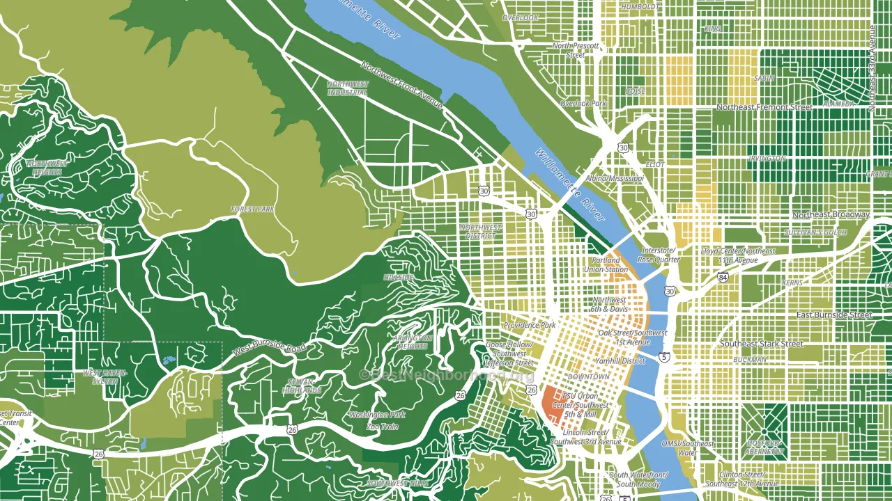97210, OR block-group voter-turnout map