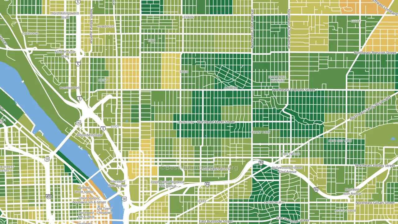97212, OR block-group voter-turnout map