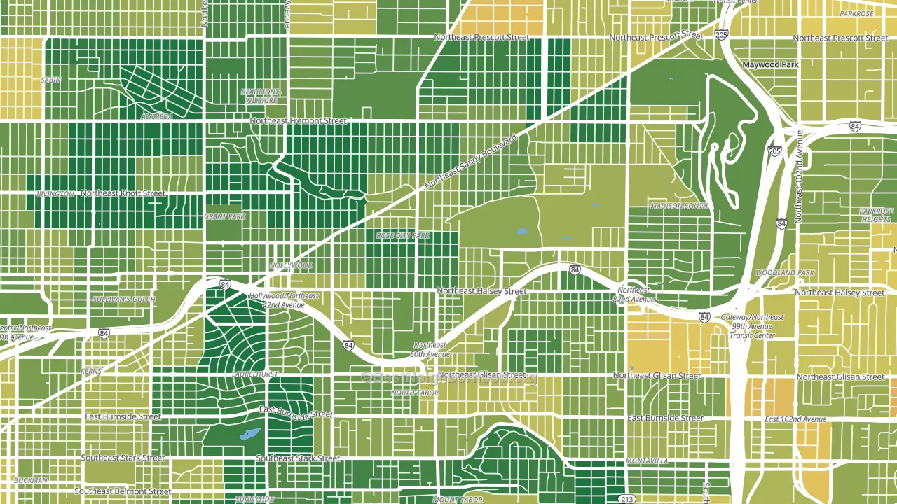 97213, OR block-group voter-turnout map