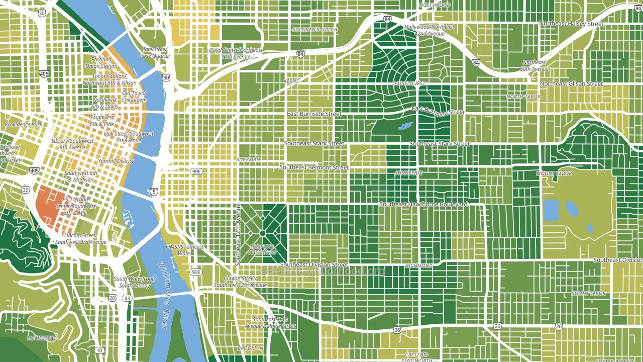 97214, OR block-group voter-turnout map