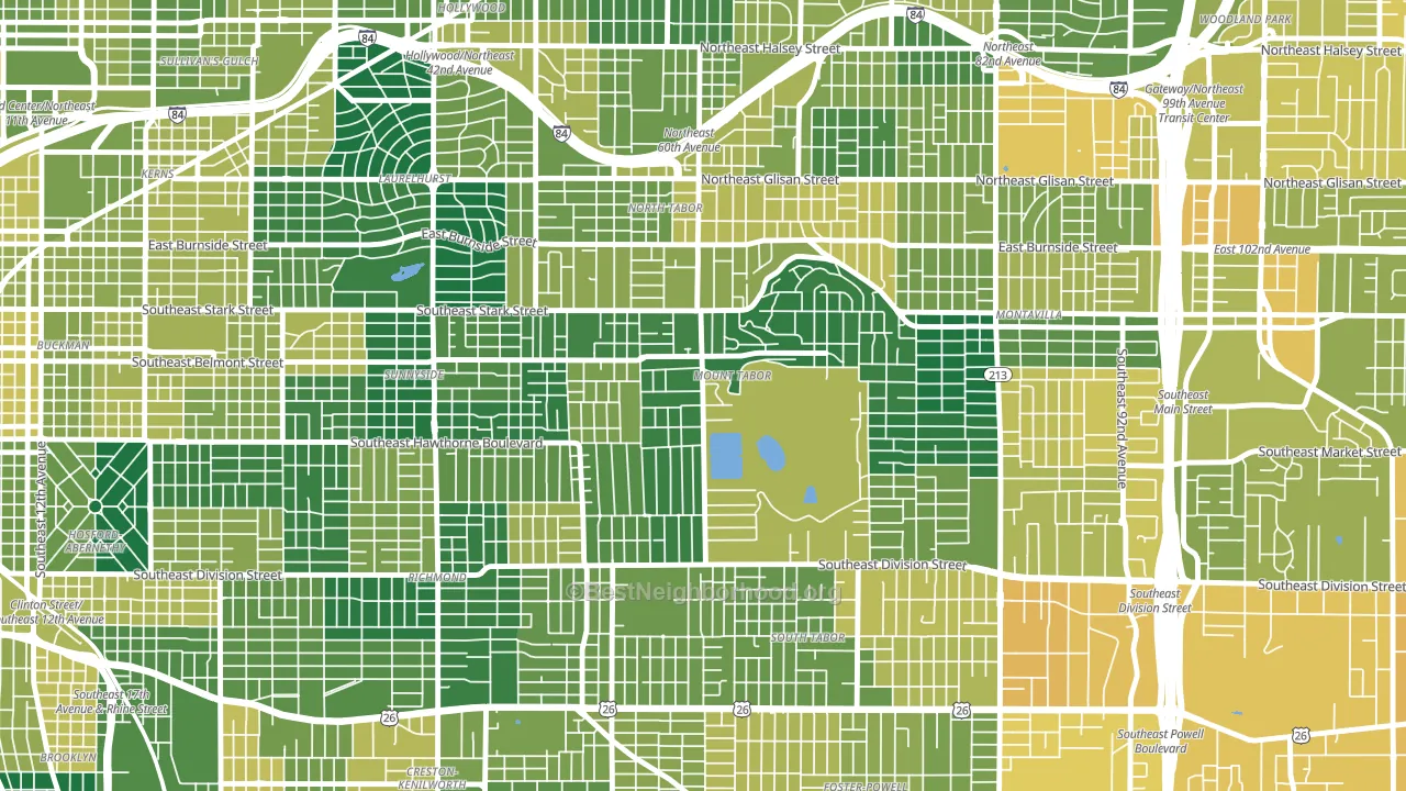 97215, OR block-group voter-turnout map