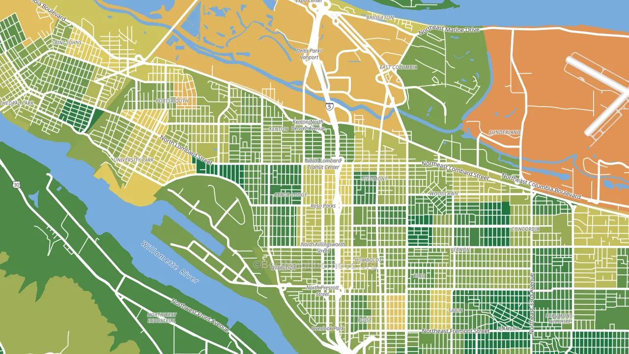 97217, OR block-group voter-turnout map