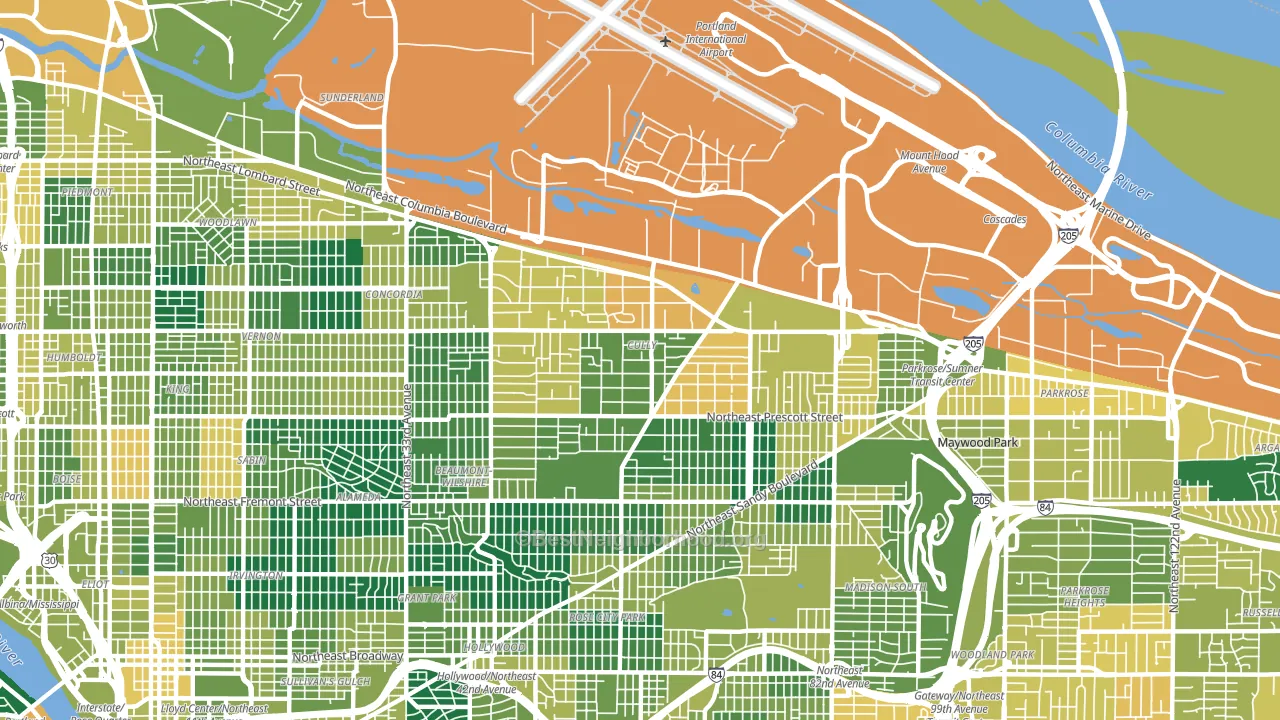 97218, OR block-group voter-turnout map