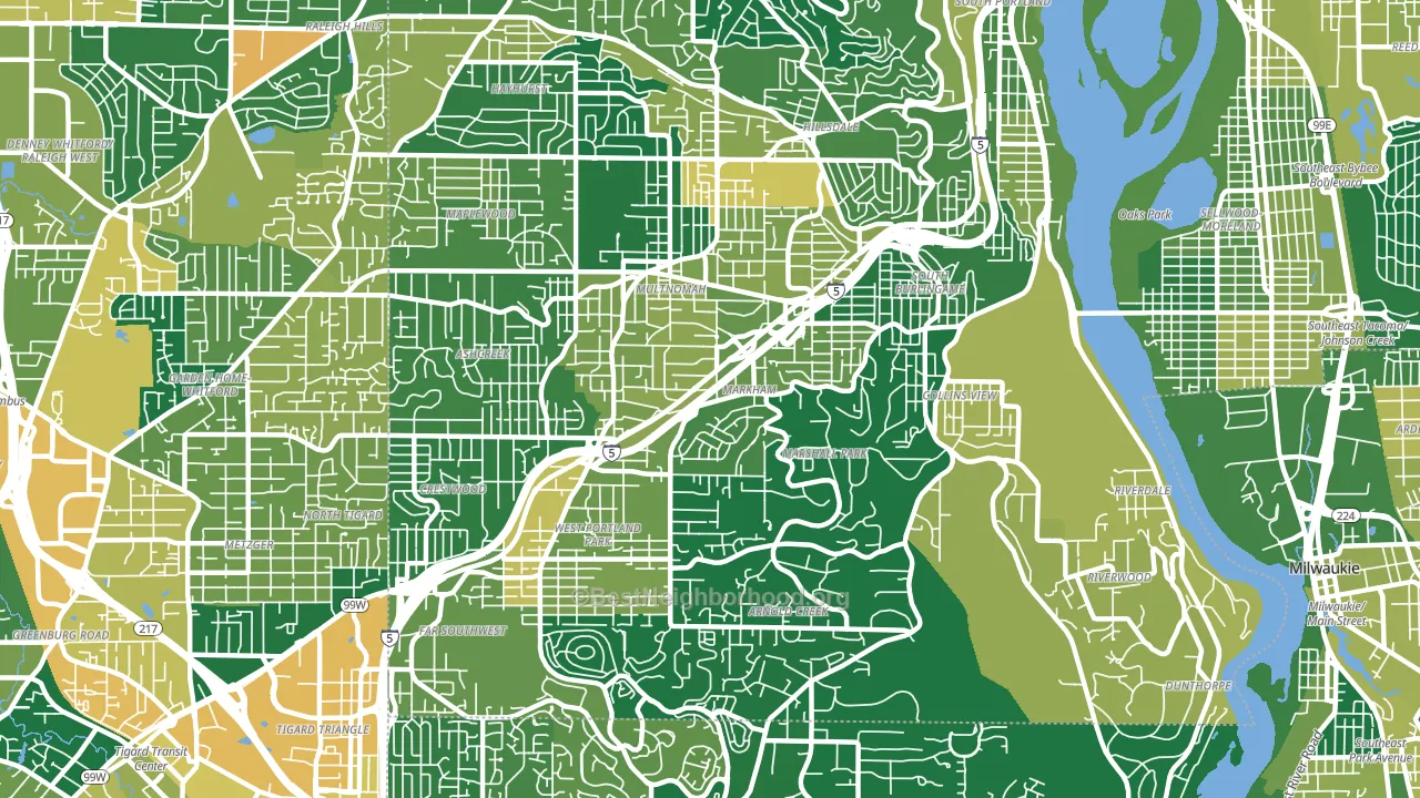 97219, OR block-group voter-turnout map