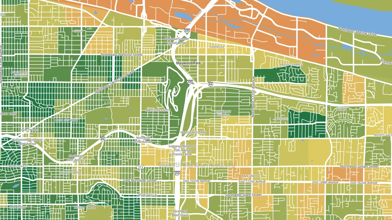 97220, OR block-group voter-turnout map