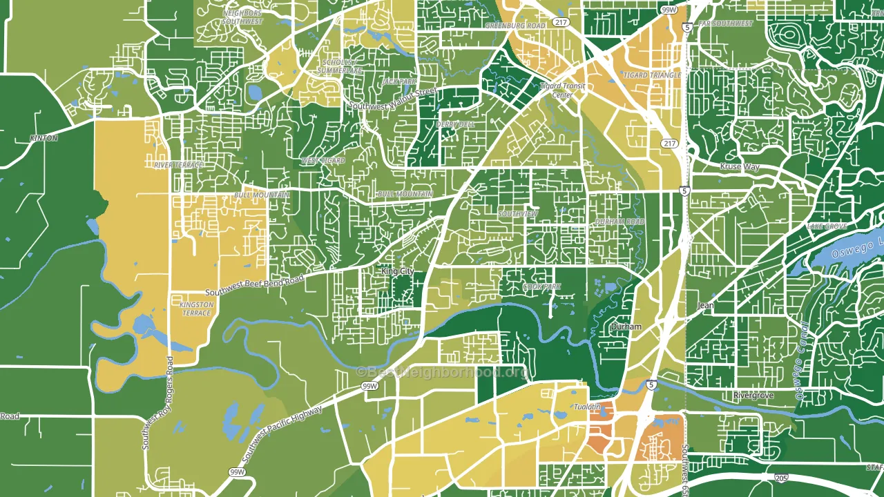 97224, OR block-group voter-turnout map